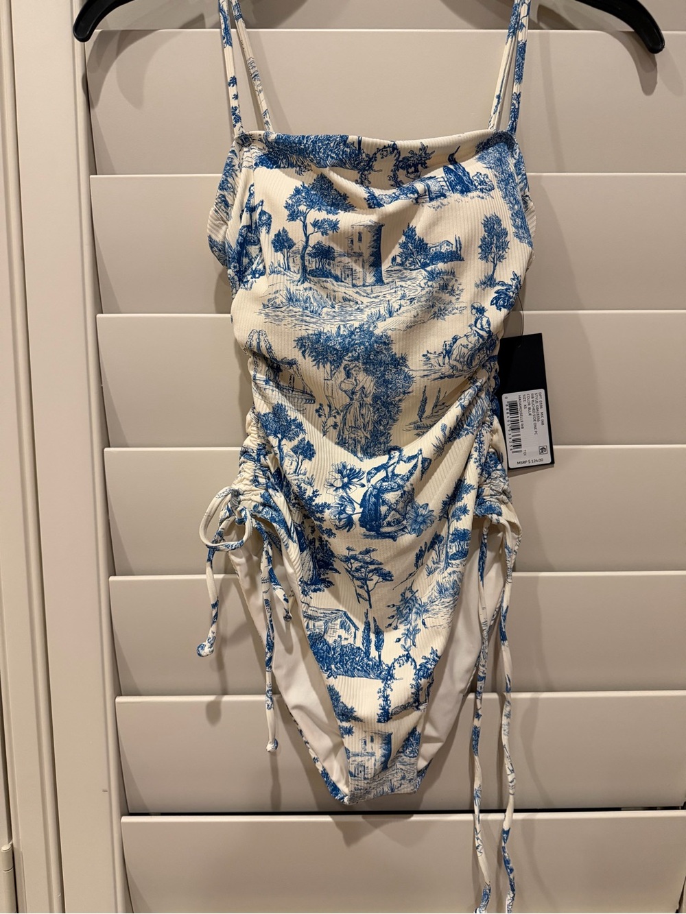 Gianni Bini Blue and Cream Toile One-Piece Swimsuit
